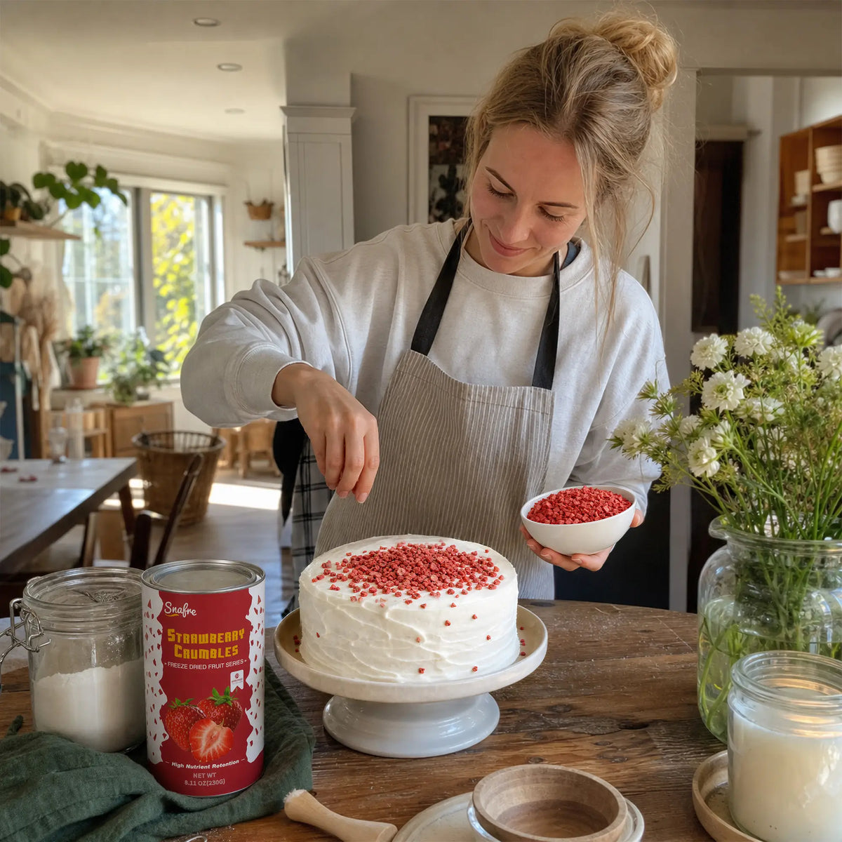 Decorating_homemade_cake_and_desserts_with_SNAFRE_strawberry_crumbles
