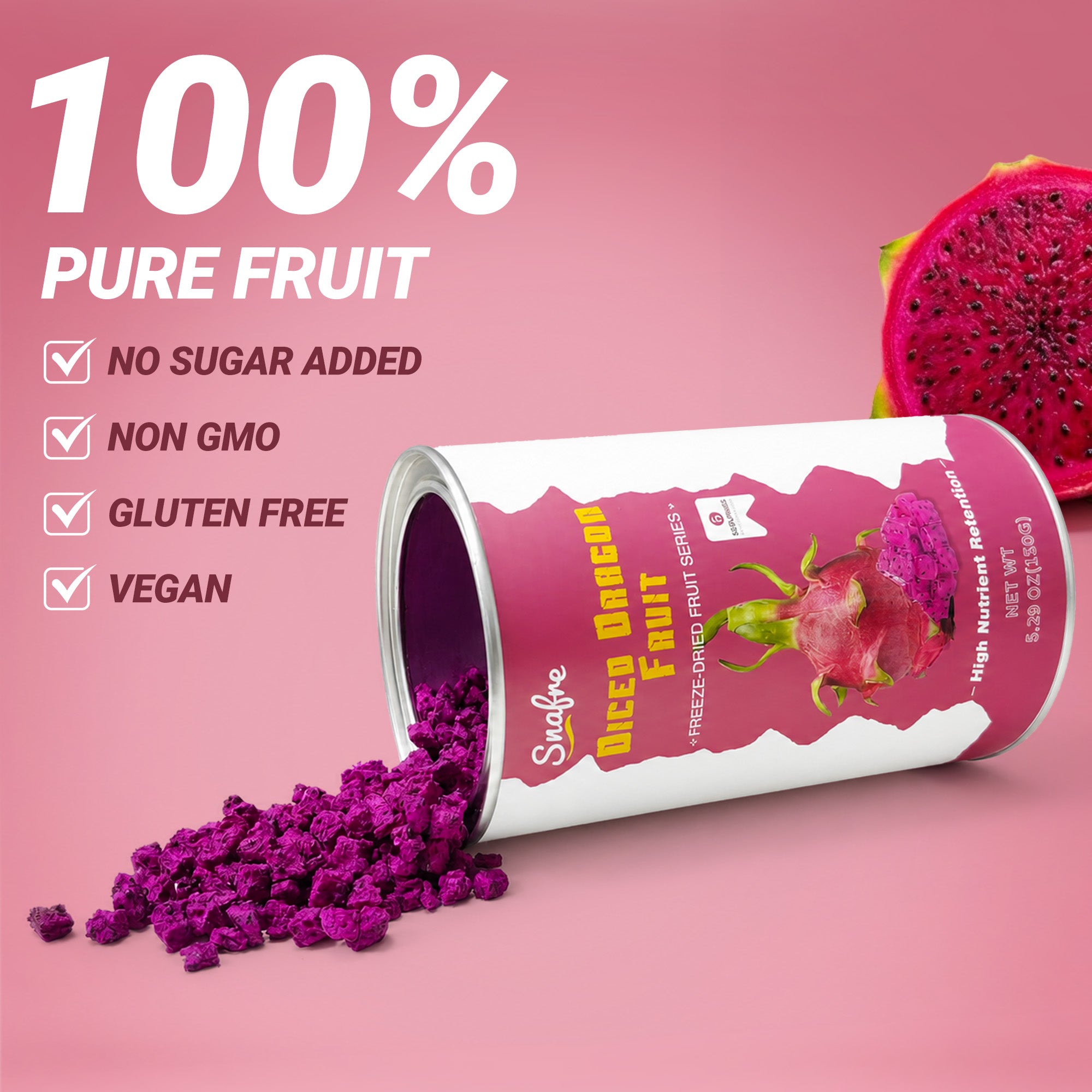 SNAFRE Freeze-Dried Dragon Fruit Cubes