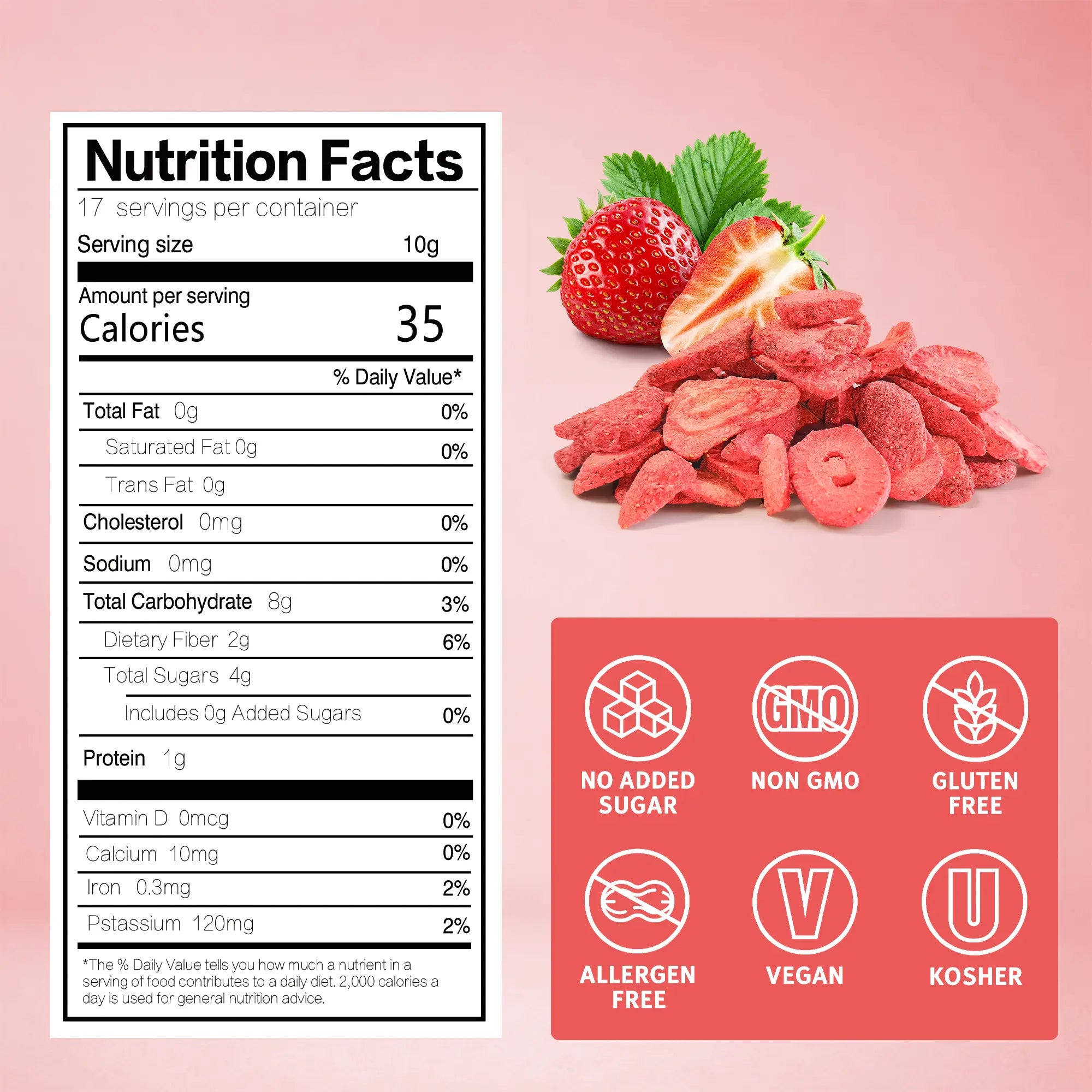 SNAFREstrawberryslicesnutritionfactsandcleanlabelcertifications