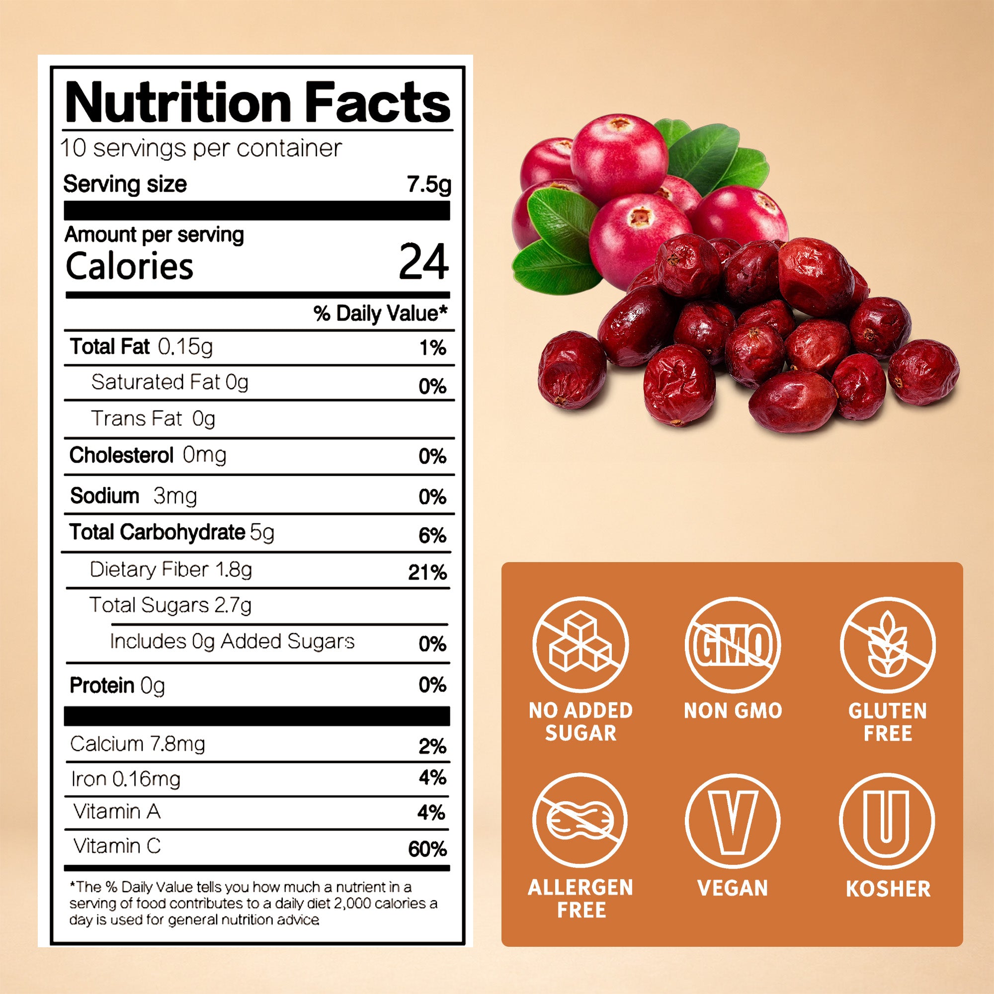 SNAFRE Freeze-Dried Whole Cranberries