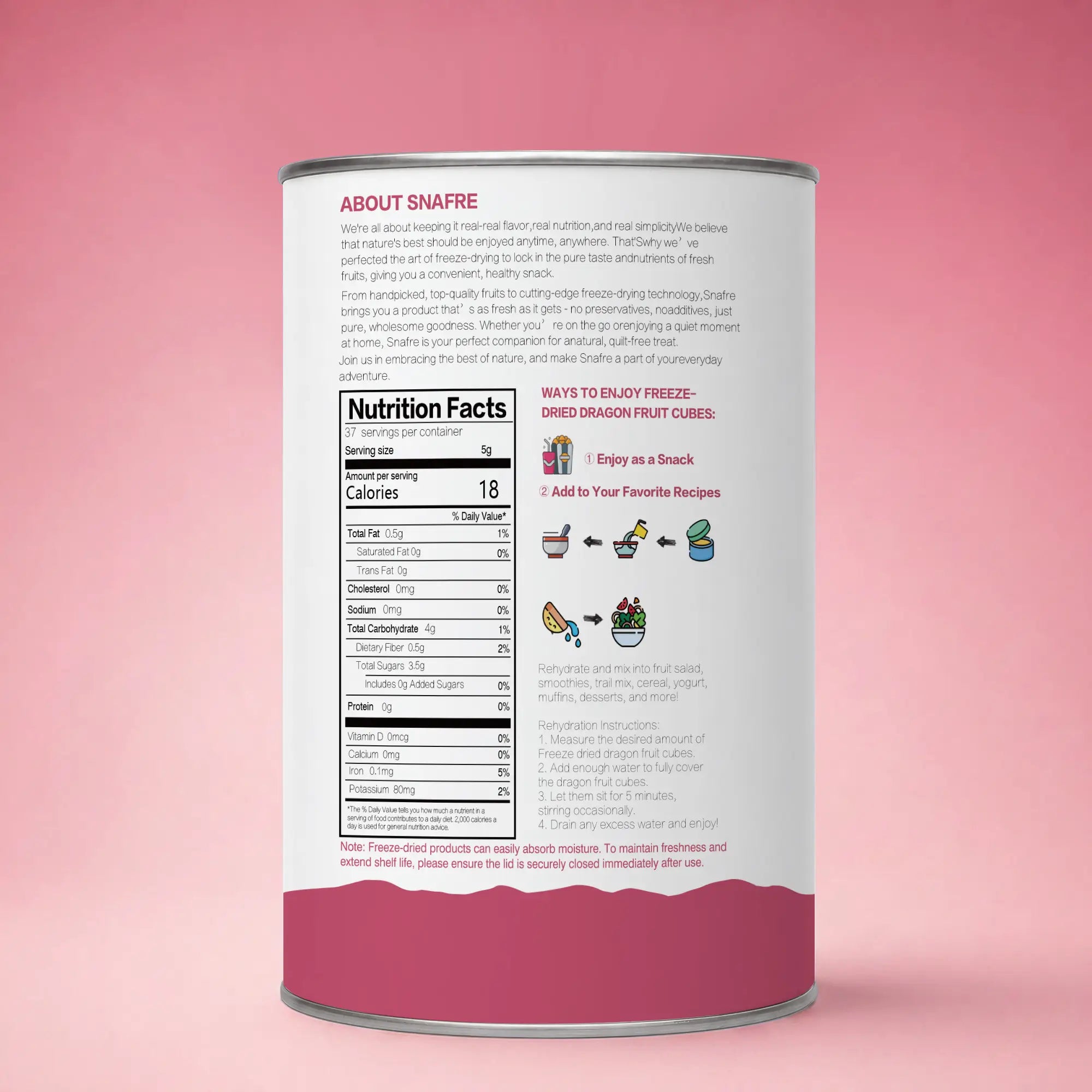 BackviewofSNAFREdragonfruitcanistershowingcleanlabelingredients