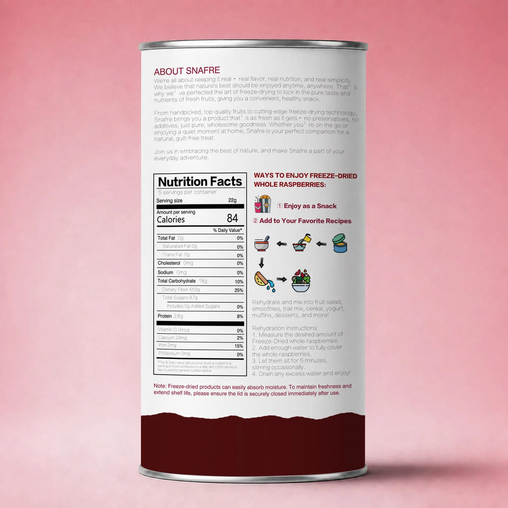 BackviewofSNAFREwholeraspberrycanisterwithcleanlabelinformation