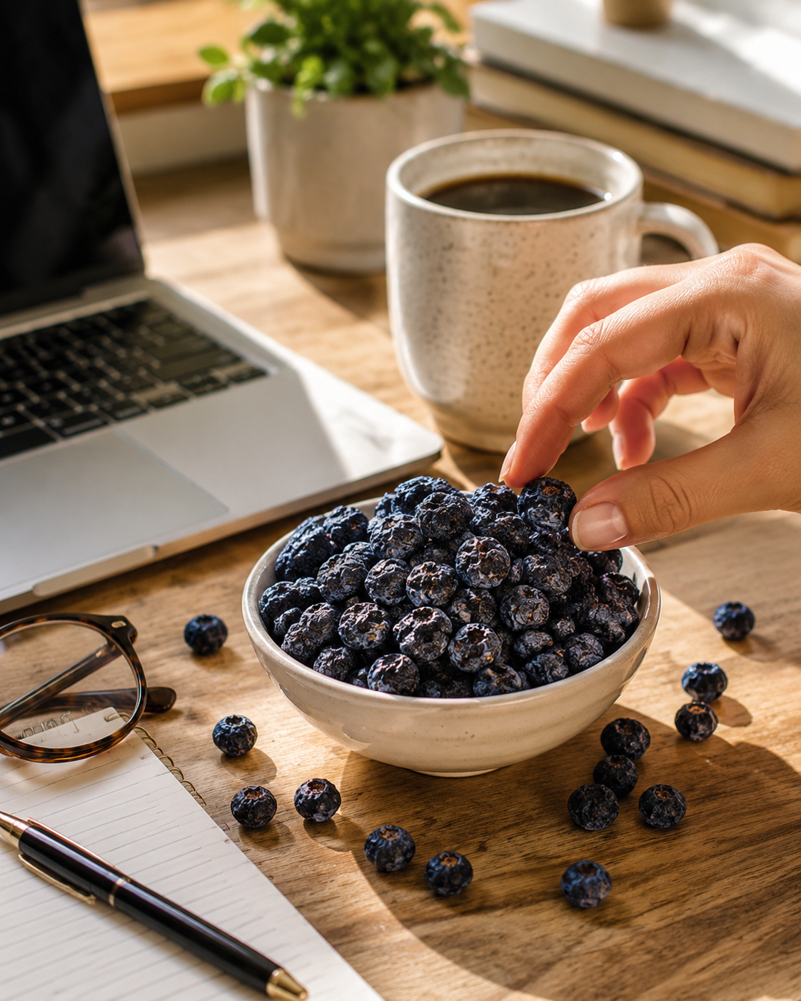 Breakfast Waffles with Freeze-Dried Whole Blueberries