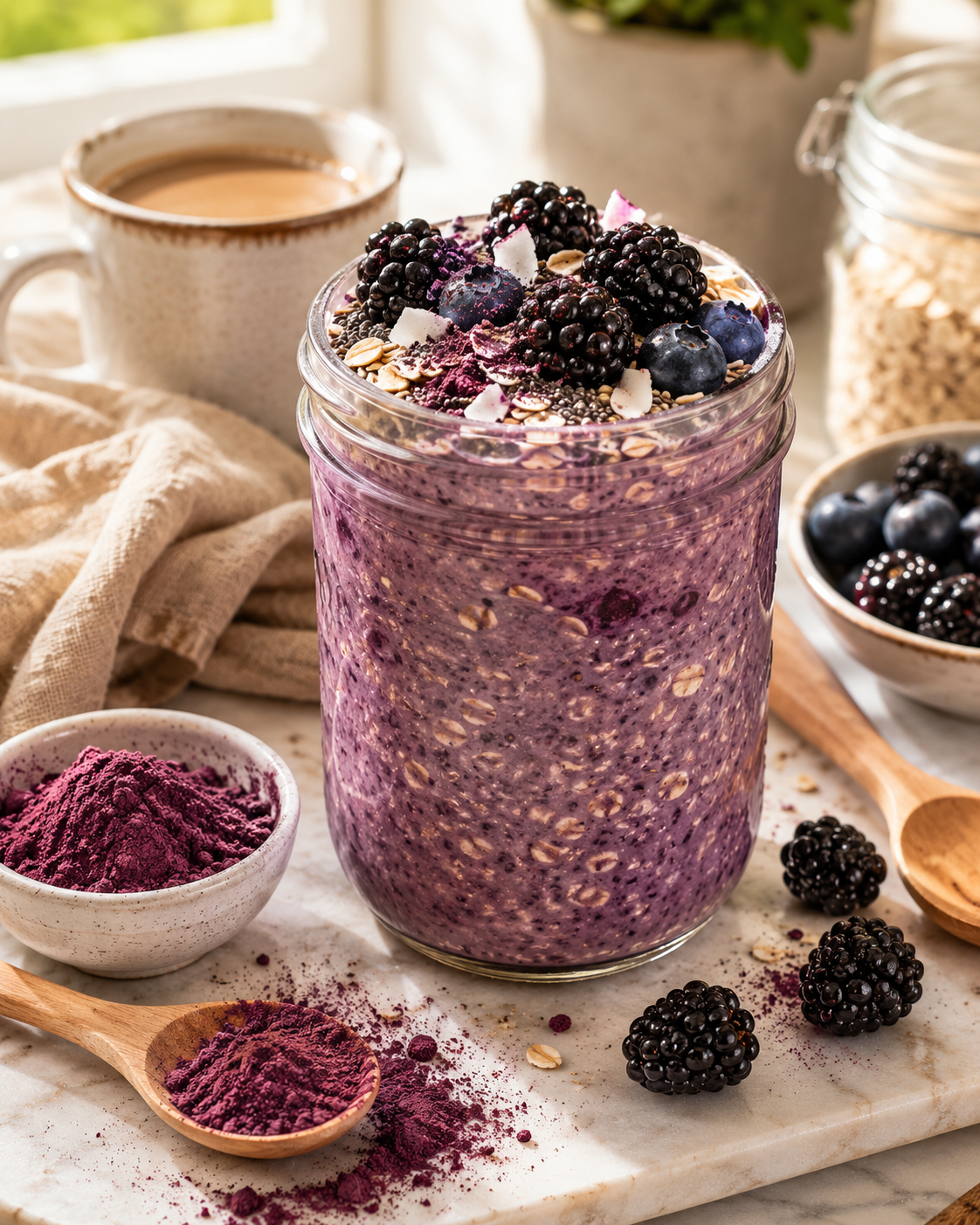 Berry Smoothie Bowl Featuring Freeze-Dried Blackberry Powder