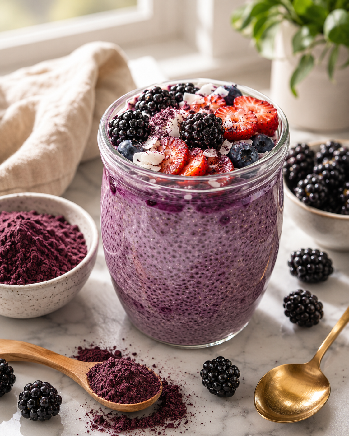 Blackberry Smoothie Made with Freeze-Dried Blackberry Powder