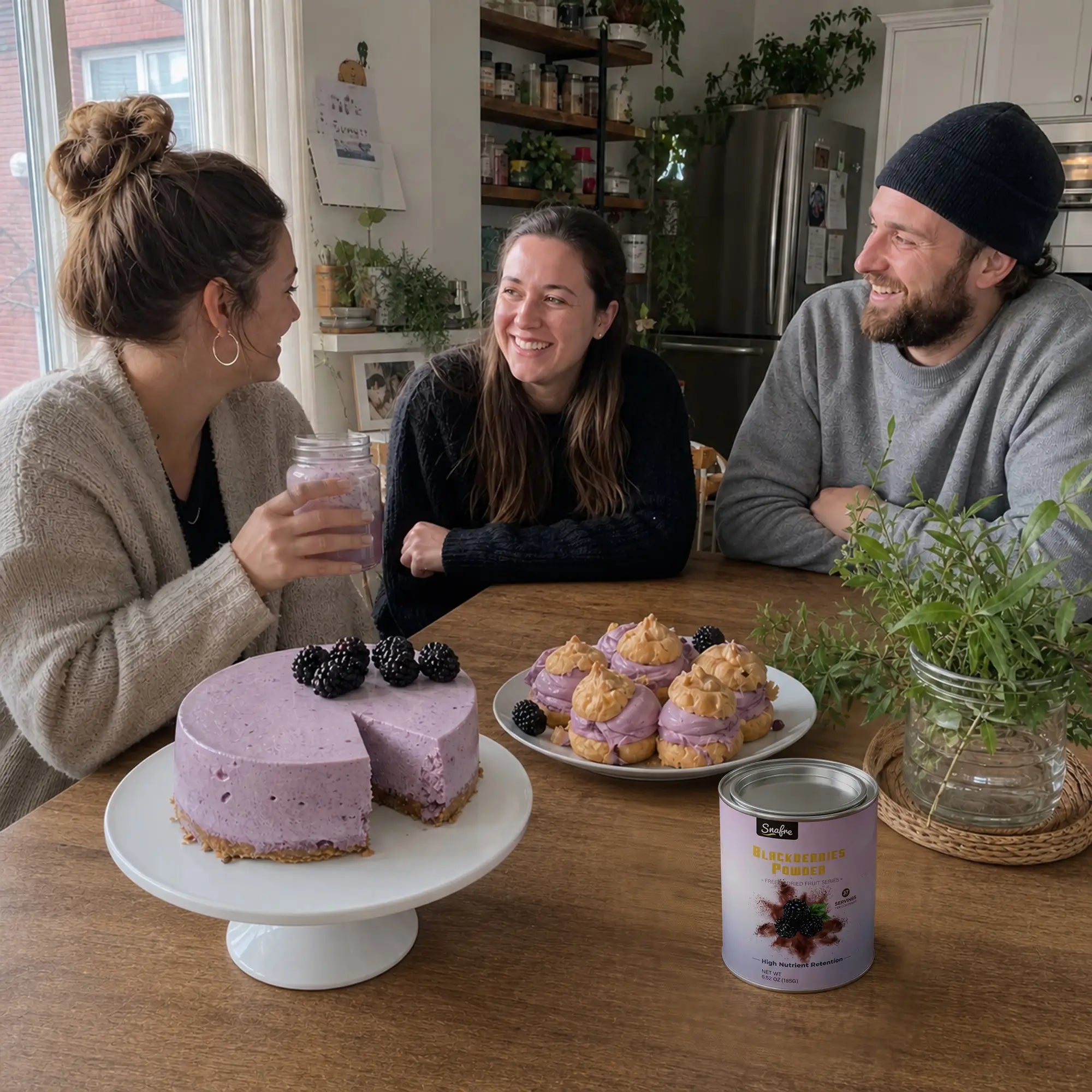 Friends_enjoying_healthy_snacks_and_smoothies_with_blackberry_powder