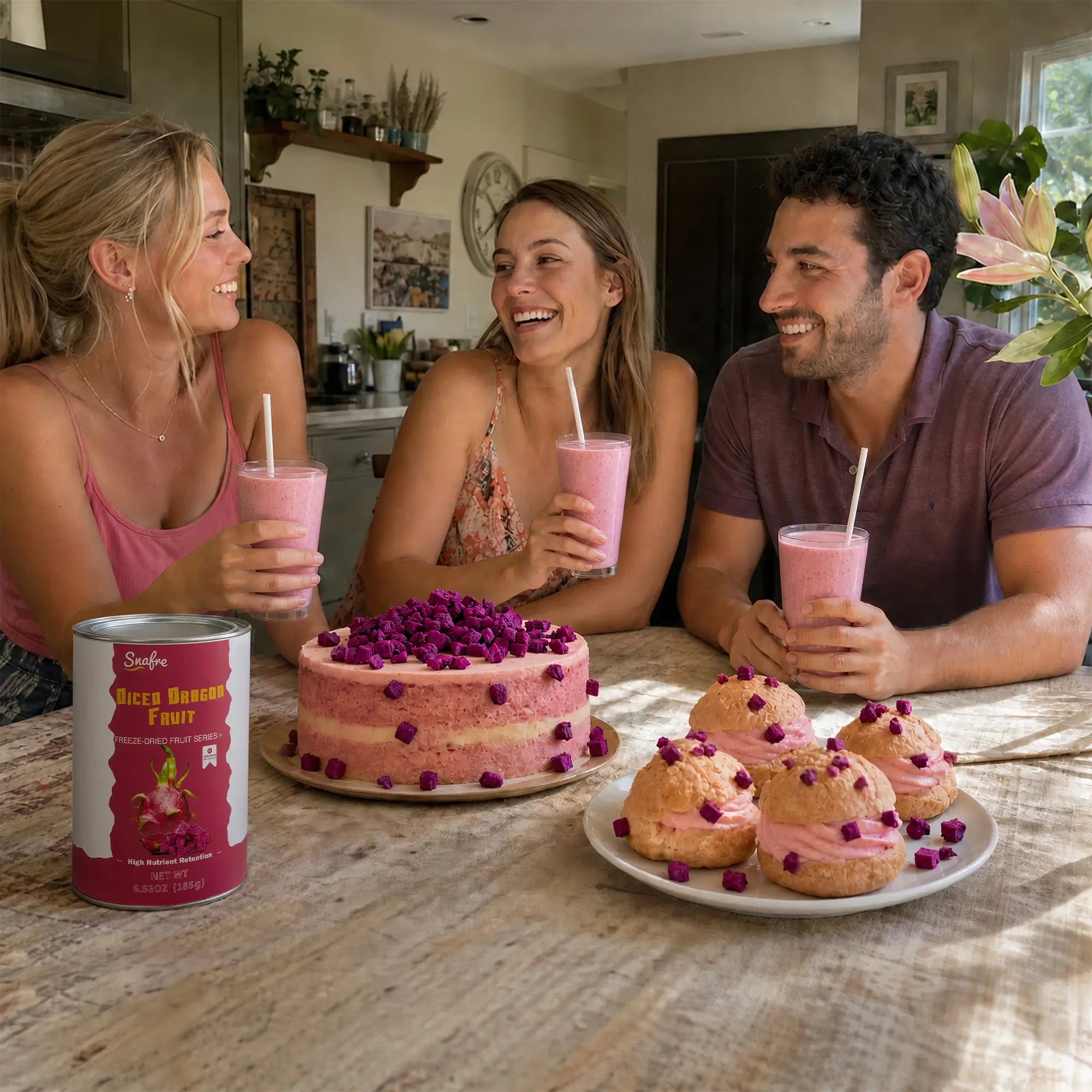 Friends_sharing_healthy_snacks_with_SNAFRE_freeze-dried_dragon_fruit