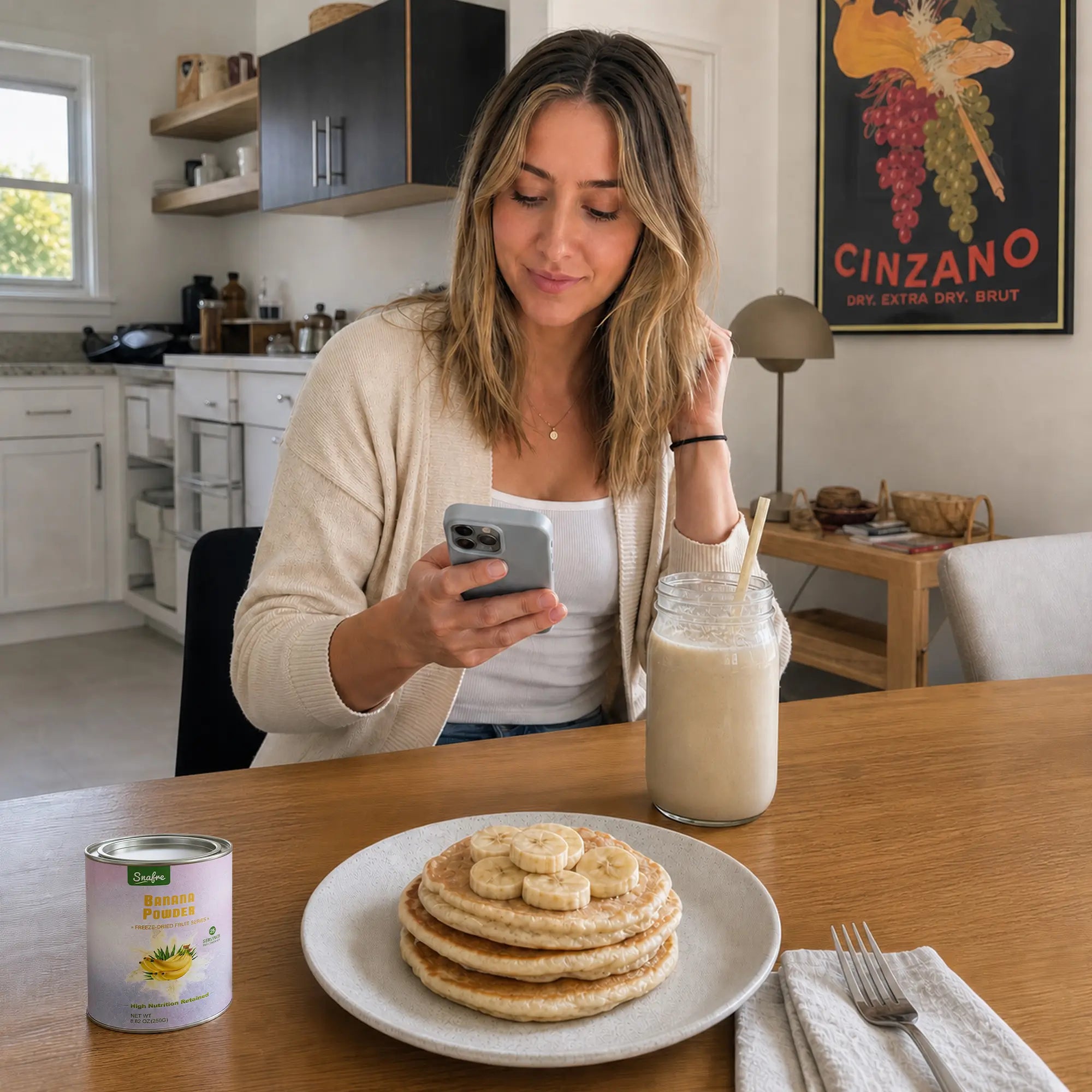 HealthymorningroutinewithSNAFREbananapowdersmoothiedrink