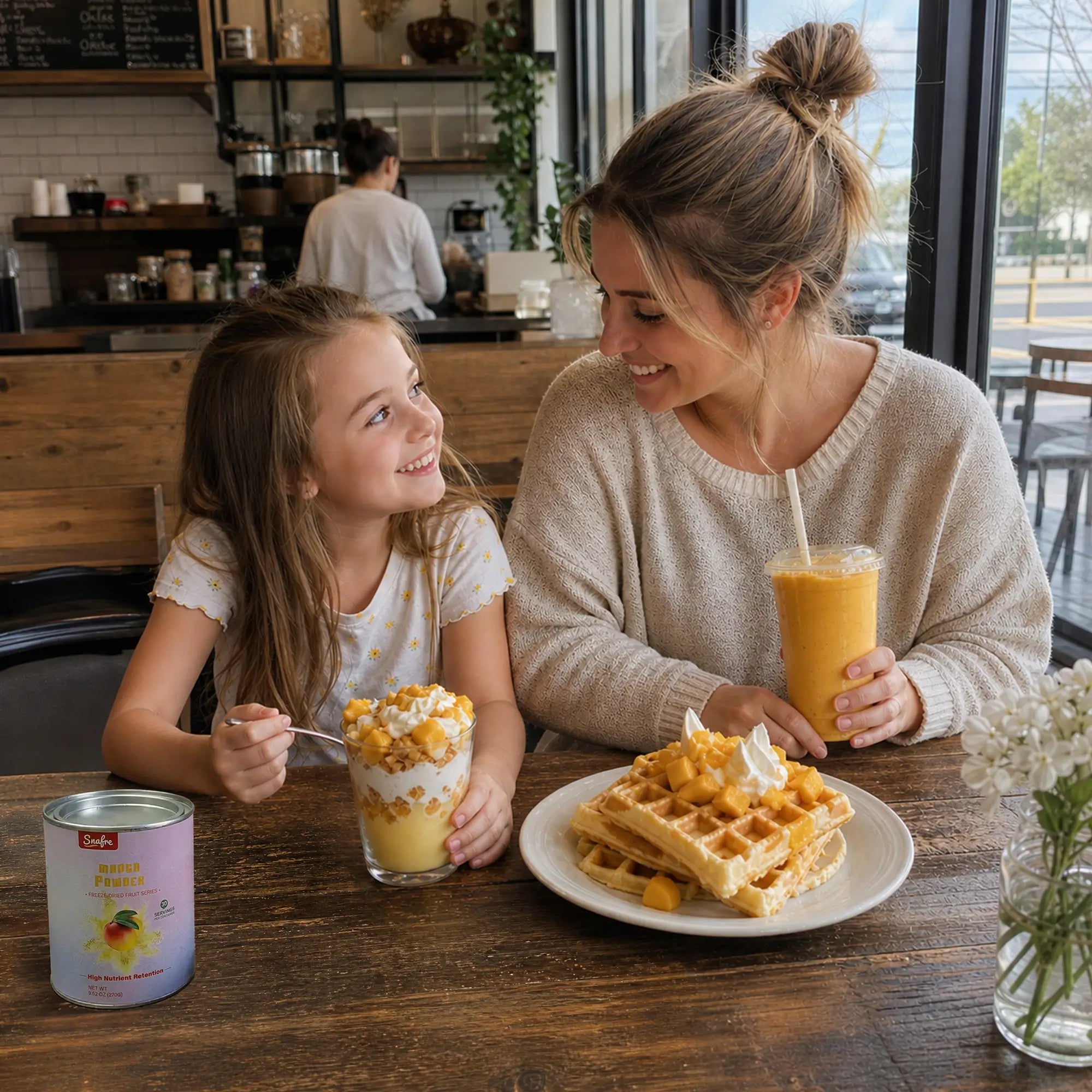 Mother_and_daughter_enjoying_healthy_waffles_with_mango_powder_topping
