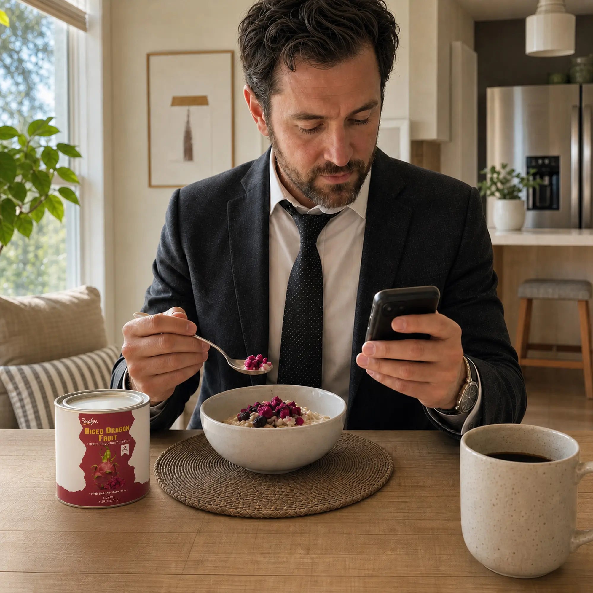 Professional_eating_SNAFRE_freeze-dried_dragon_fruit_in_yogurt_bowl_for_breakfast