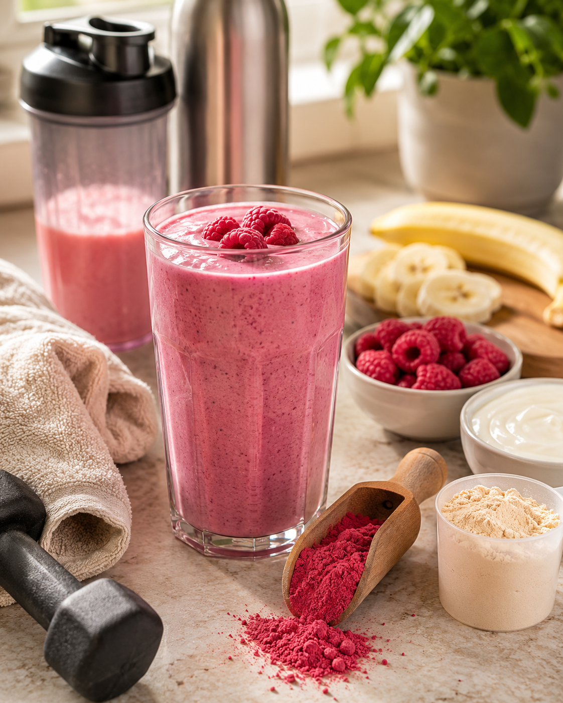 Smoothie Bowl Made with Freeze-Dried Raspberry Powder