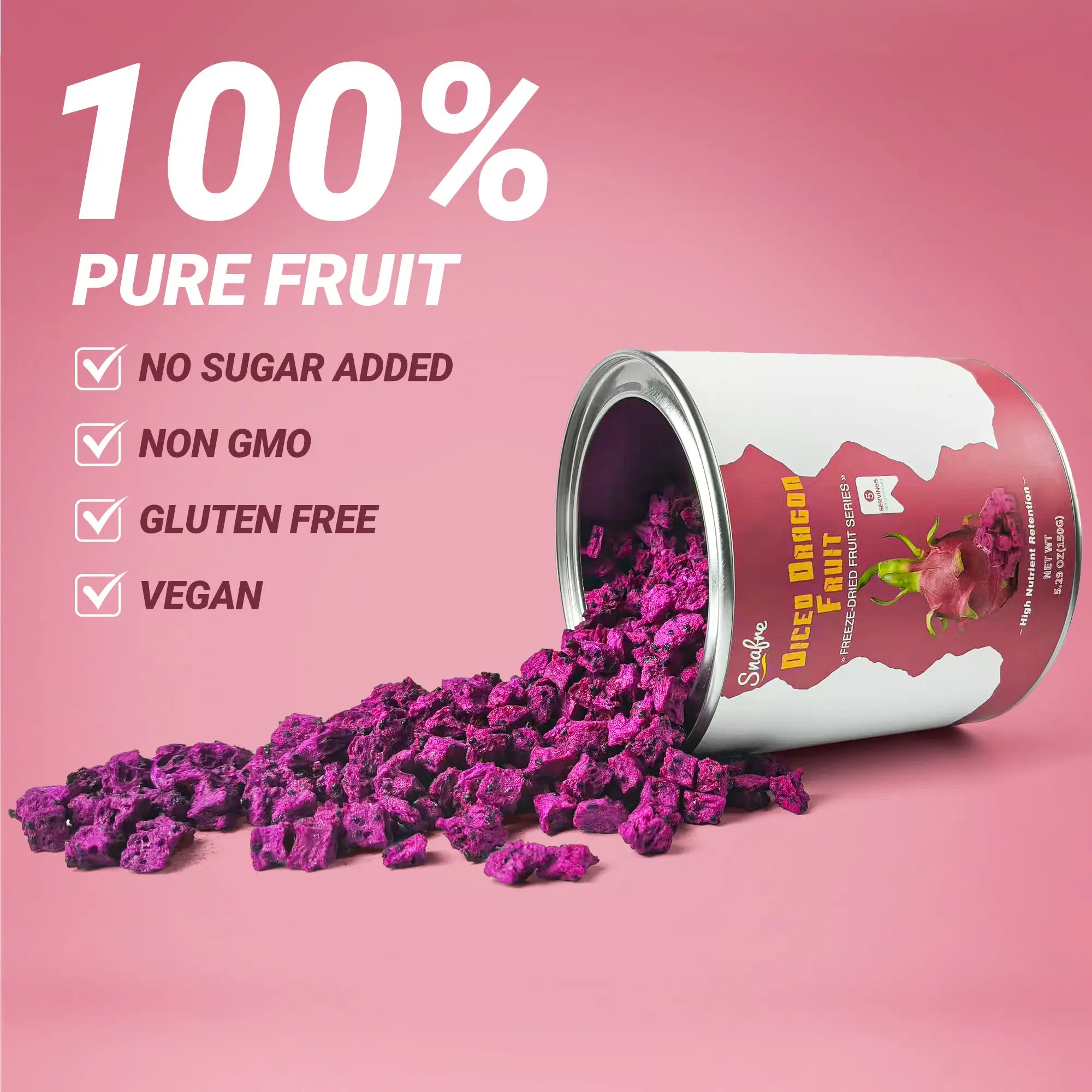 SNAFRE_100_pure_freeze-dried_dragon_fruit_cubes_no_sugar_added_vegan_snack