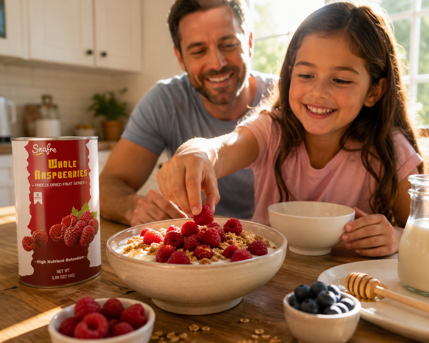 SNAFRE Freeze-Dried Whole Raspberries for Breakfasts, Smoothies and Baking