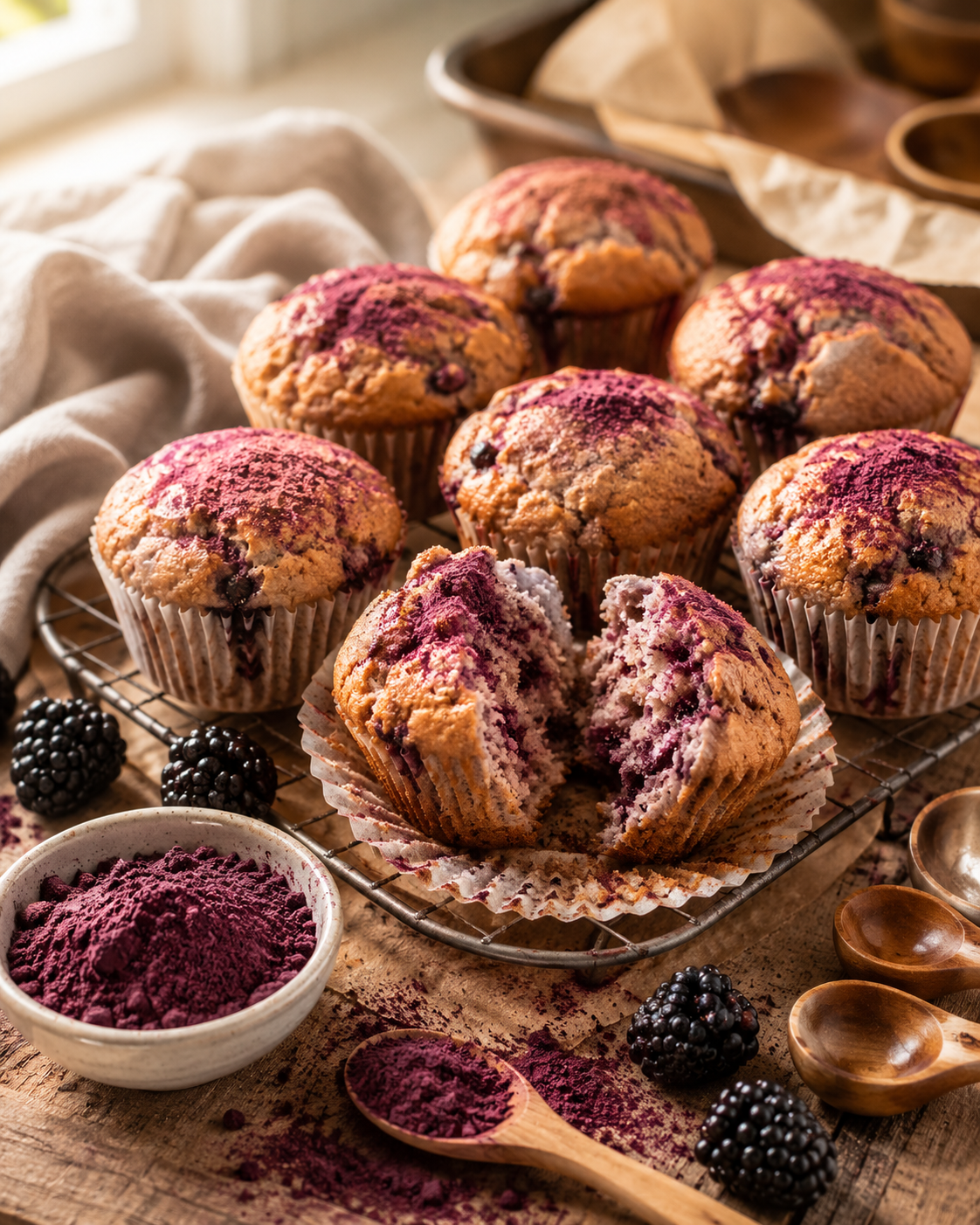 Greek Yogurt Bowl with Freeze-Dried Blackberry Powder