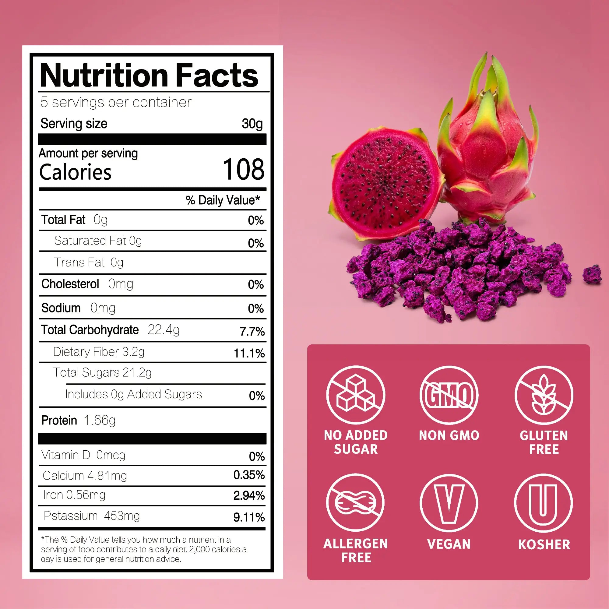 SNAFRE_dragon_fruit_nutrition_label_and_clean_label_ingredient_list