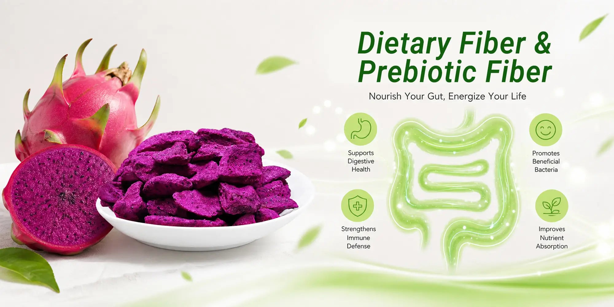 SNAFRE red dragon fruit slices as a natural source of dietary fiber and prebiotic fiber
