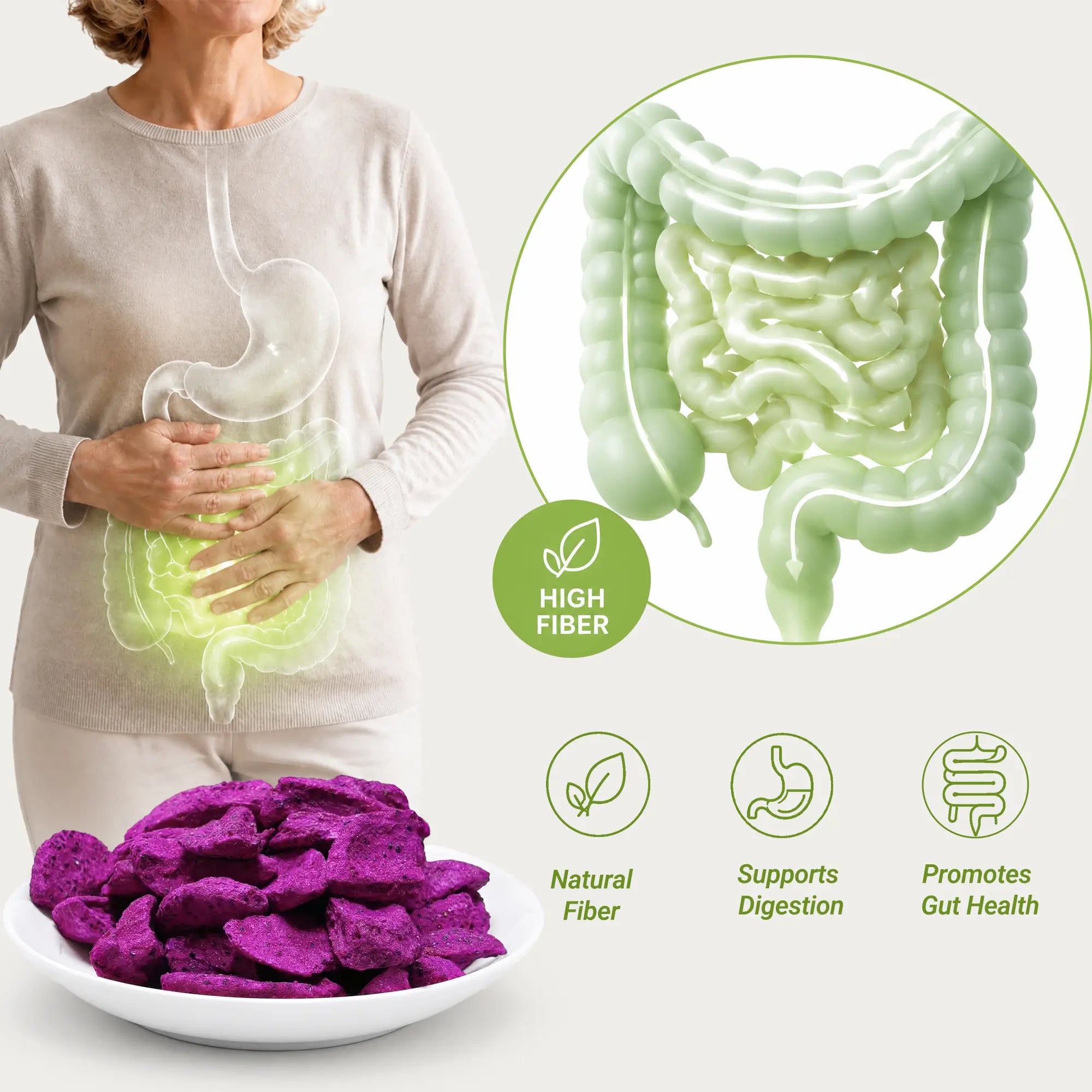 SNAFRE red dragon fruit slices rich in natural fiber supporting gut health and digestion