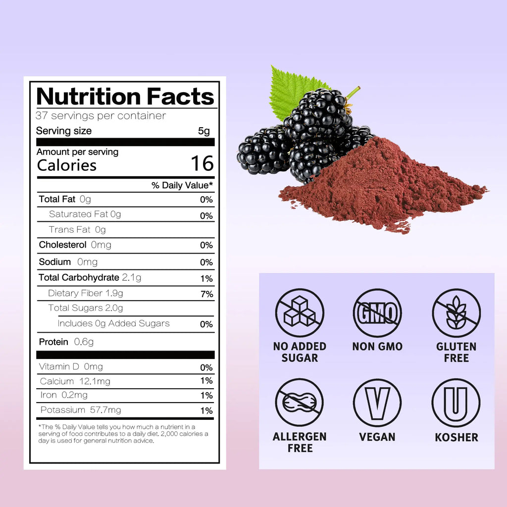 SNAFREblackberrypowdernutritionfactsandcleanlabelcertifications