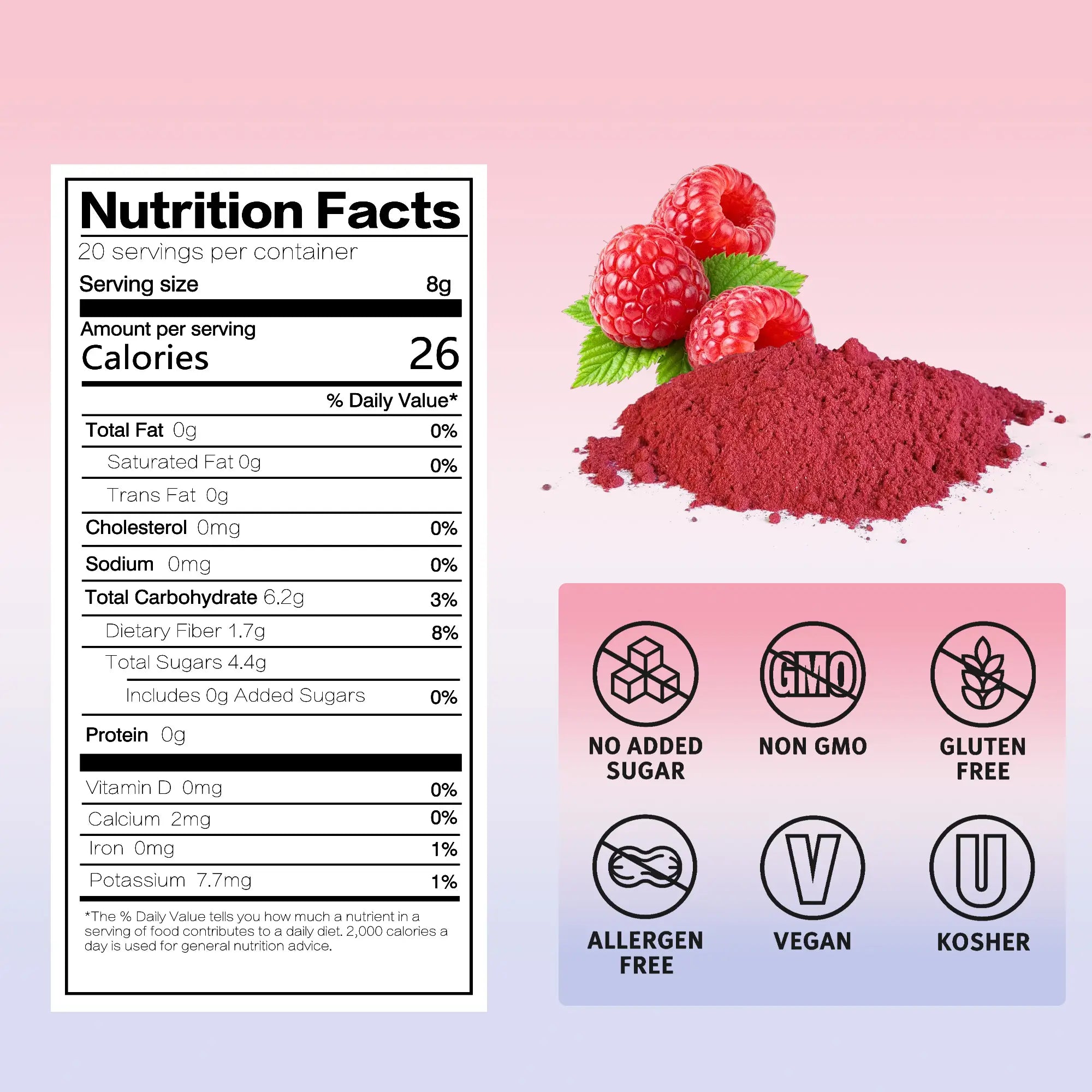SNAFREraspberrypowdernutritionfactsandcleanlabelcertifications