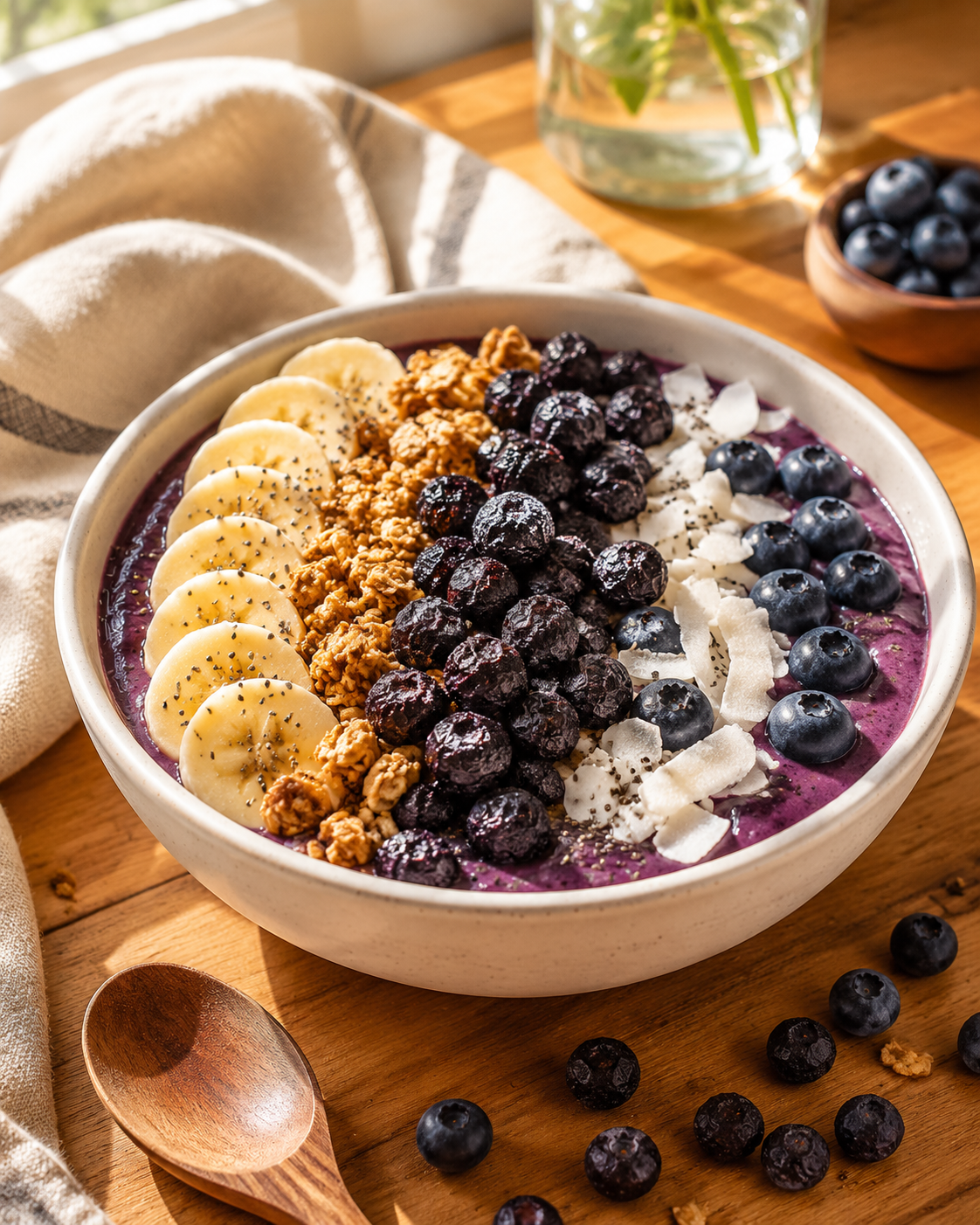 Oatmeal Topped with Freeze-Dried Whole Blueberries